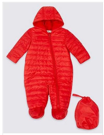 red snowsuit
